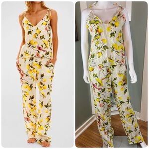New NWT The Lazy Poet Amelie Palermo Eterno Novelty Lemon Bird Linen Pajama Set